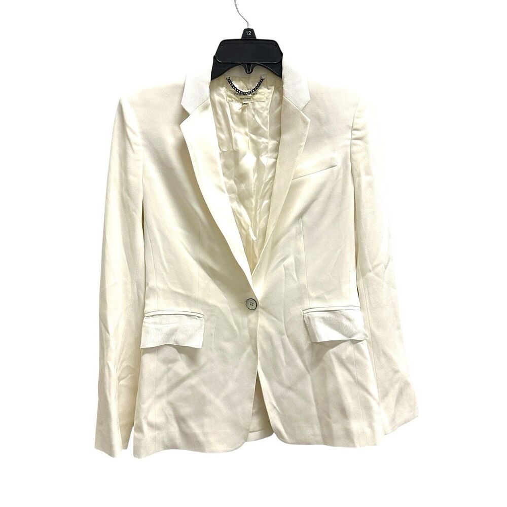 Rag & Bone Rylie Blazer Jacket Women’s White Single Button Grosgrain Trim Size 0